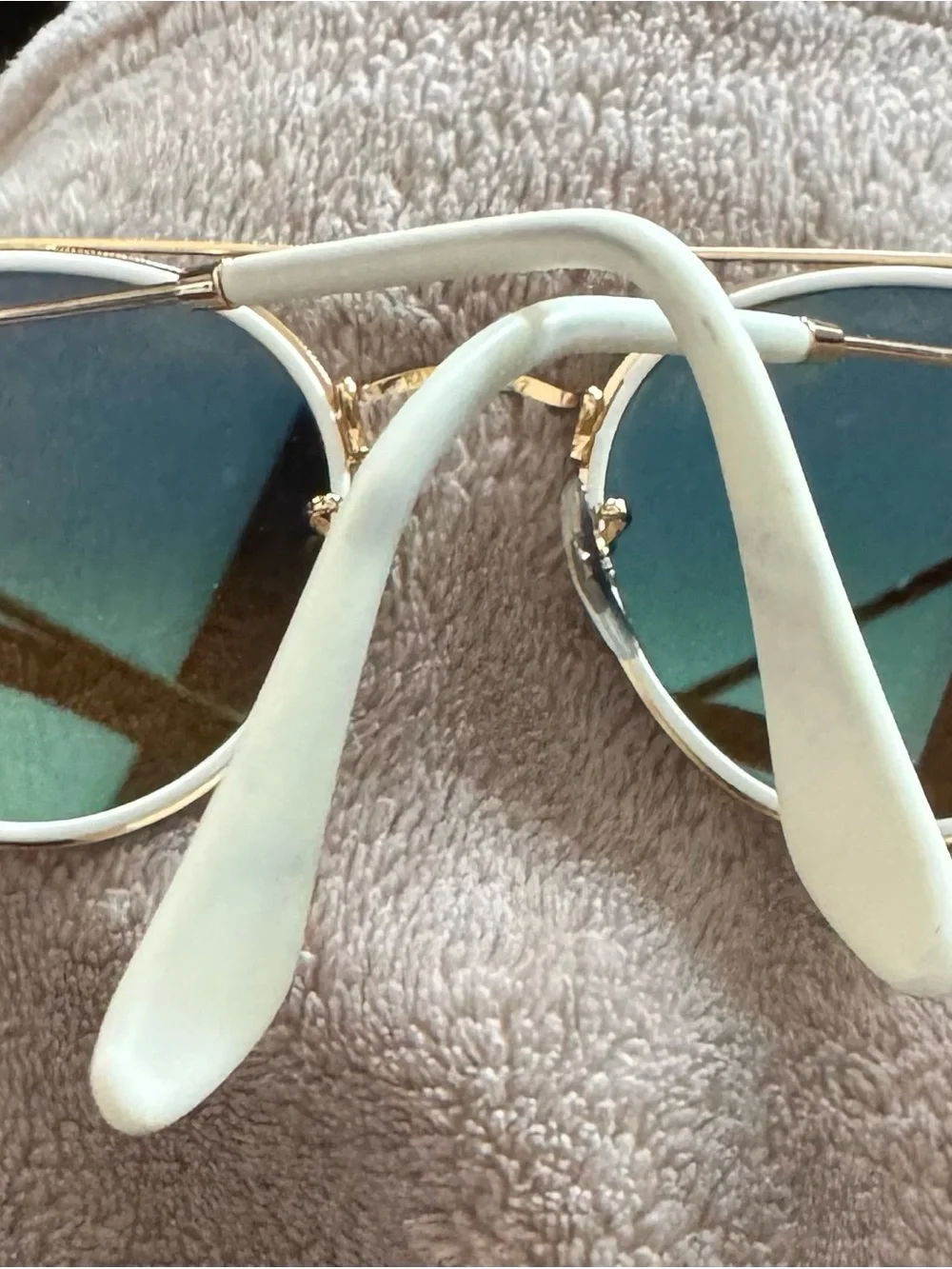 Ray-Ban Gold Frame Sunglasses with Blue Lenses